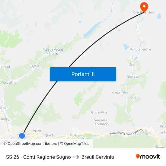 SS 26 - Conti Regione Sogno to Breuil Cervinia map