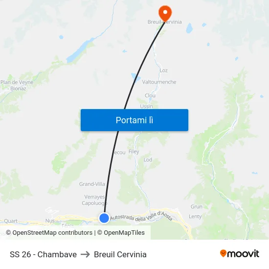 SS 26 - Chambave to Breuil Cervinia map