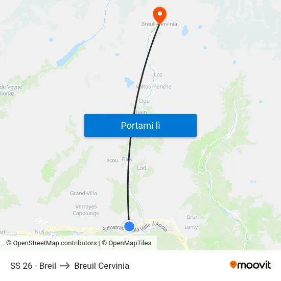 SS 26 - Breil to Breuil Cervinia map