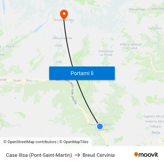 Case Illsa (Pont-Saint-Martin) to Breuil Cervinia map