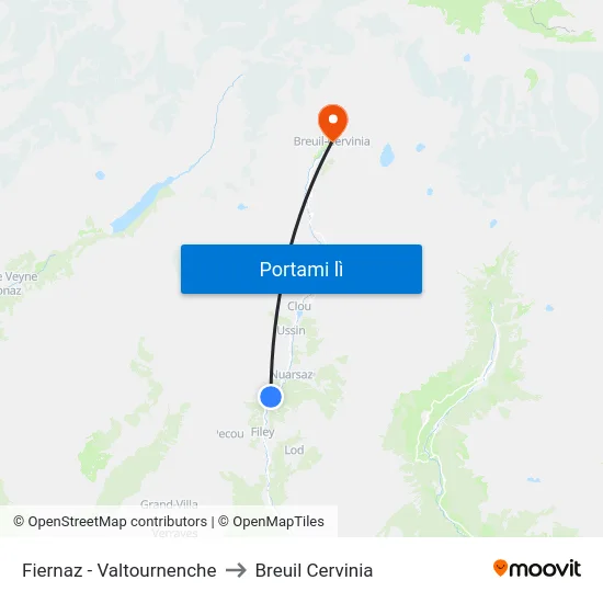 Fiernaz - Valtournenche to Breuil Cervinia map