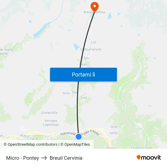 Micro - Pontey to Breuil Cervinia map