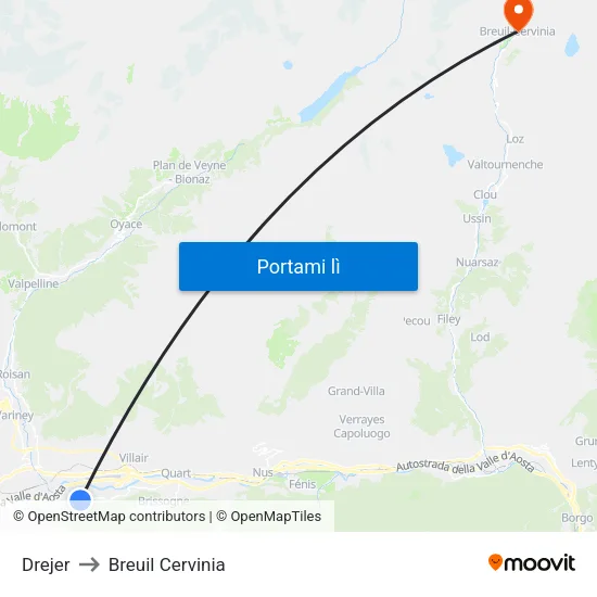 Drejer to Breuil Cervinia map