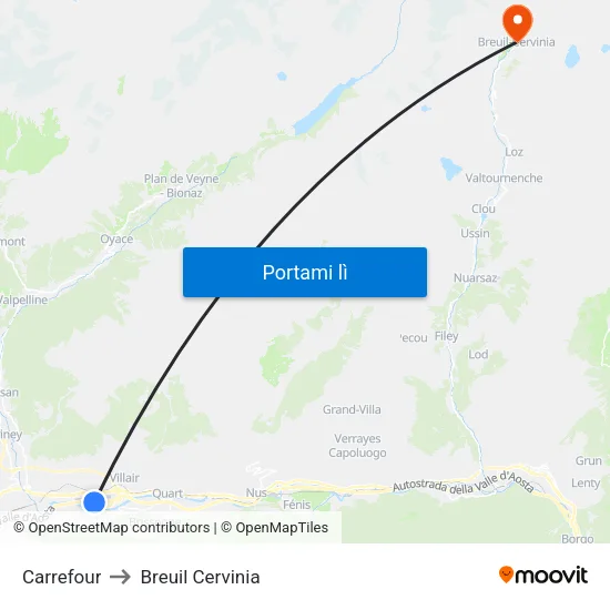 Carrefour to Breuil Cervinia map