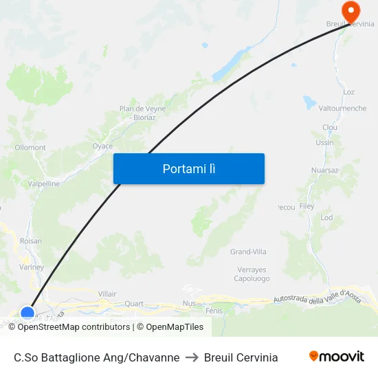 C.So Battaglione Ang/Chavanne to Breuil Cervinia map