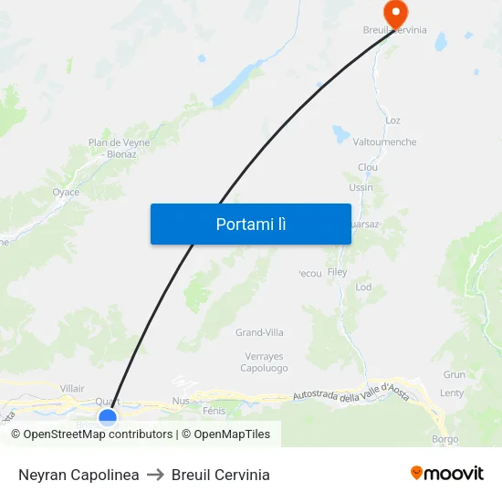Neyran Capolinea to Breuil Cervinia map