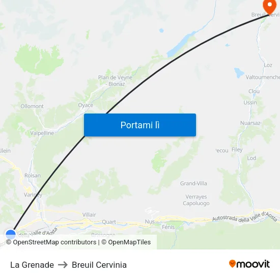 La Grenade to Breuil Cervinia map