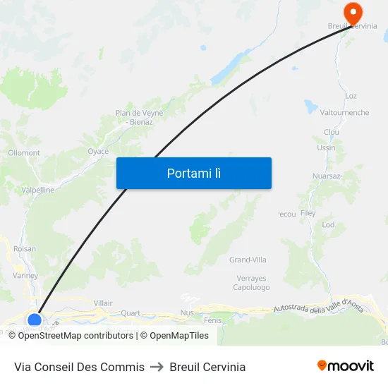 Via Conseil Des Commis to Breuil Cervinia map
