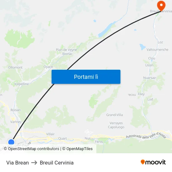Via Brean to Breuil Cervinia map