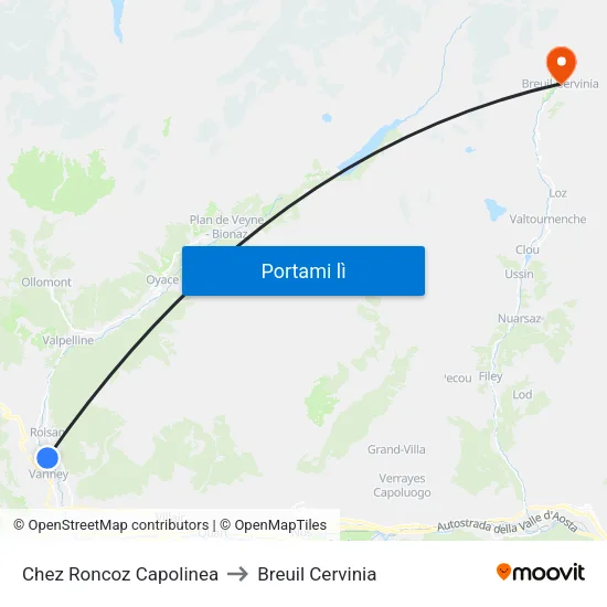 Chez Roncoz Capolinea to Breuil Cervinia map