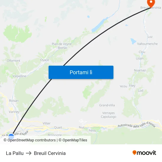 La Pallu to Breuil Cervinia map