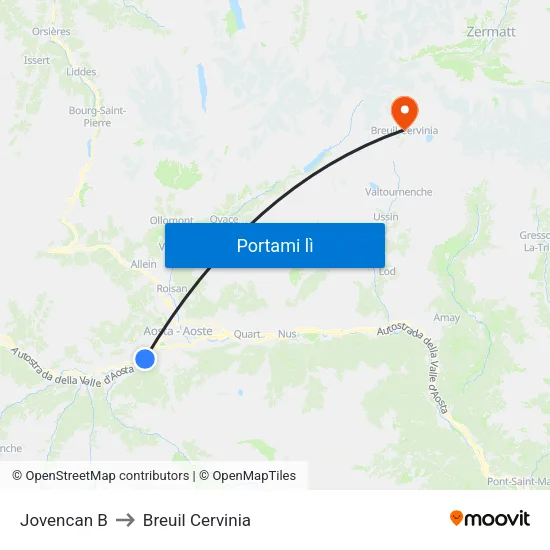 Jovencan B to Breuil Cervinia map