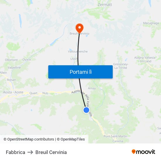 Fabbrica to Breuil Cervinia map