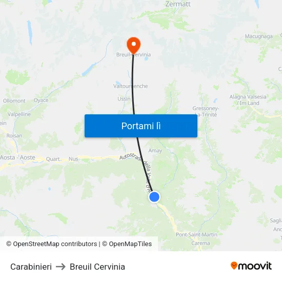Carabinieri to Breuil Cervinia map