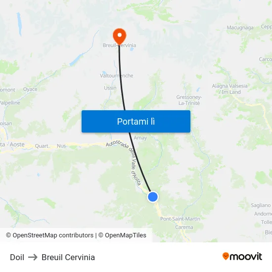 Doil to Breuil Cervinia map