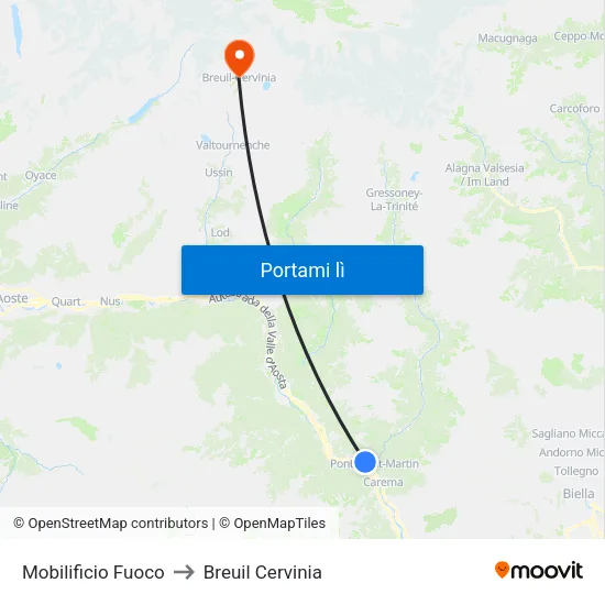 Mobilificio Fuoco to Breuil Cervinia map
