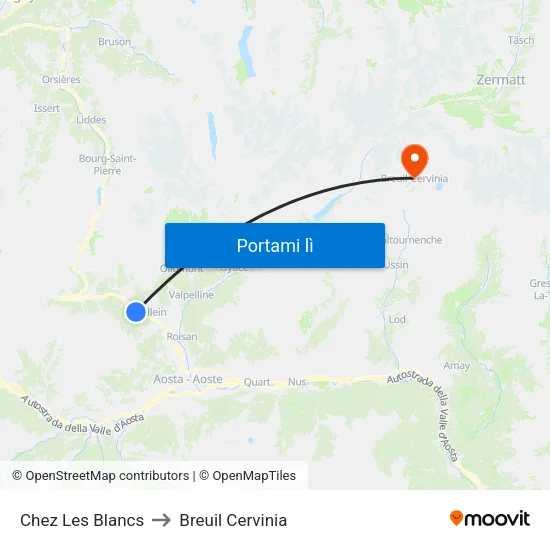 Chez Les Blancs to Breuil Cervinia map