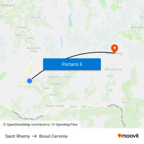 Saint Rhemy to Breuil Cervinia map