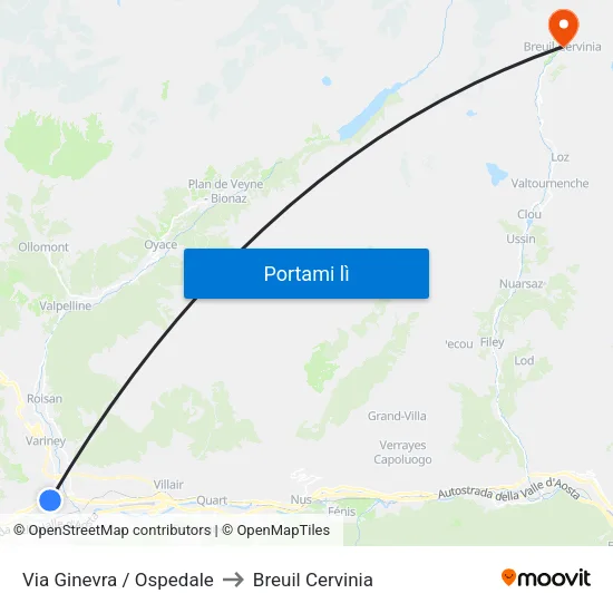 Via Ginevra / Ospedale to Breuil Cervinia map