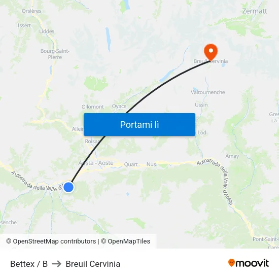 Bettex / B to Breuil Cervinia map