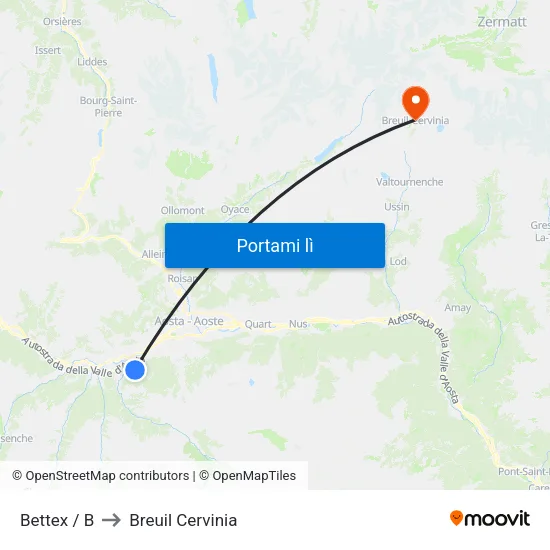 Bettex / B to Breuil Cervinia map