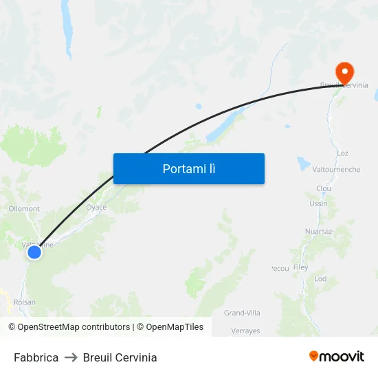 Fabbrica to Breuil Cervinia map