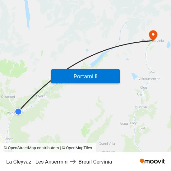 La Cleyvaz - Les Ansermin to Breuil Cervinia map