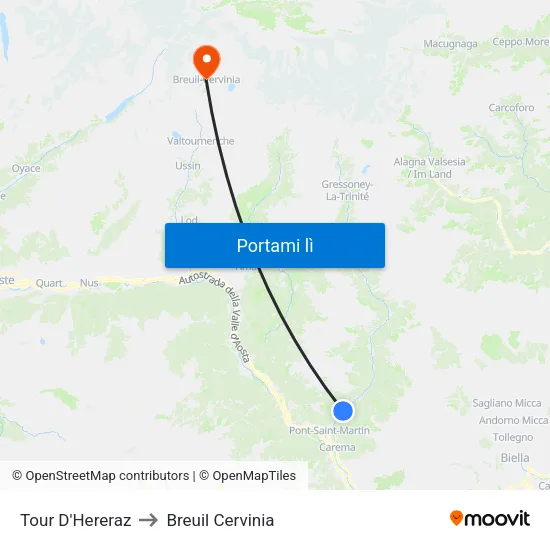 Tour D'Hereraz to Breuil Cervinia map
