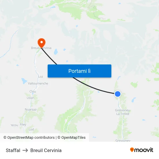 Staffal to Breuil Cervinia map