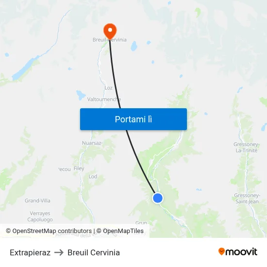Extrapieraz to Breuil Cervinia map