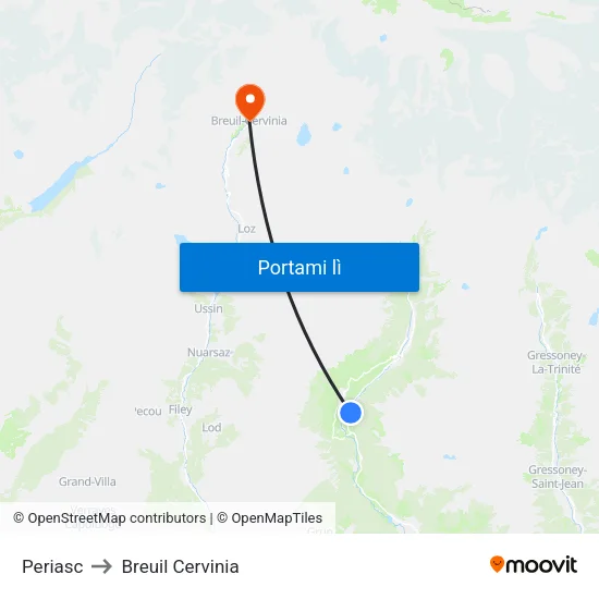 Trochey to Breuil Cervinia map