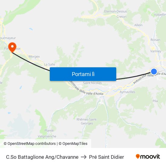 C.So Battaglione Ang/Chavanne to Pré Saint Didier map