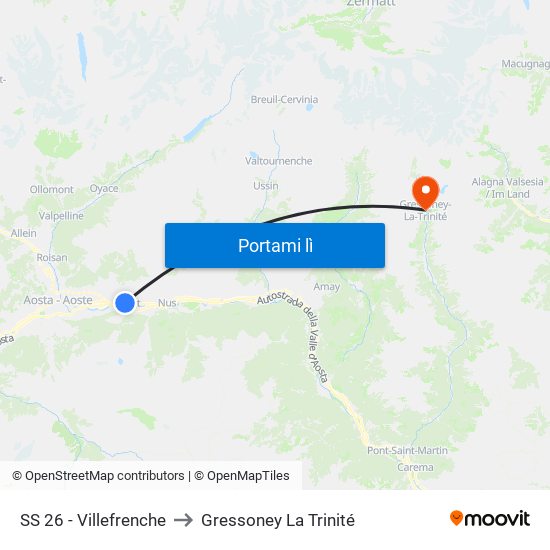 SS 26 - Villefrenche to Gressoney La Trinité map