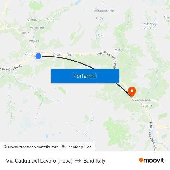 Via Caduti Del Lavoro (Pesa) to Bard Italy map