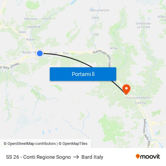 SS 26 - Conti Regione Sogno to Bard Italy map