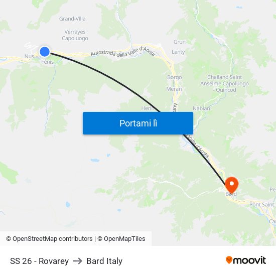 SS 26 - Rovarey to Bard Italy map