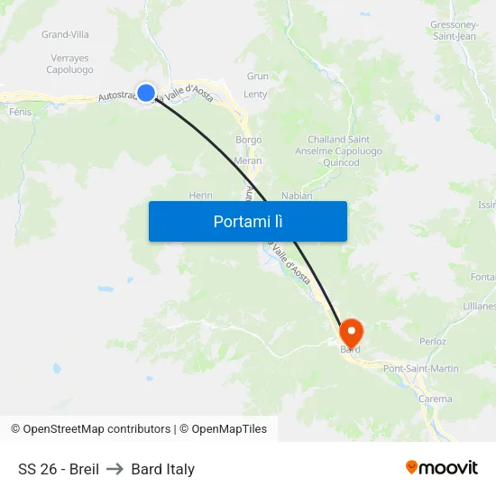 SS 26 - Breil to Bard Italy map
