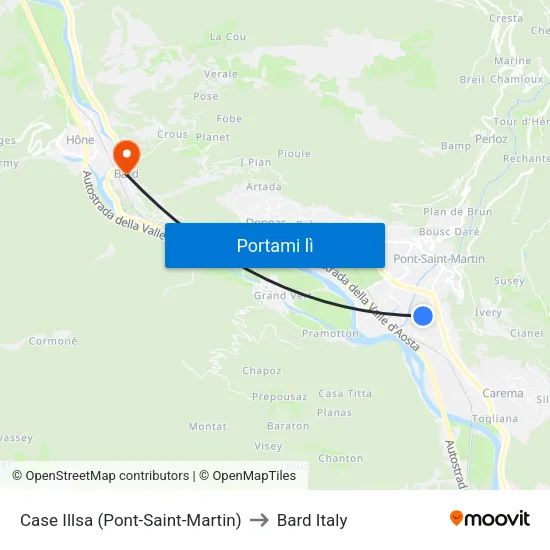 Case Illsa (Pont-Saint-Martin) to Bard Italy map