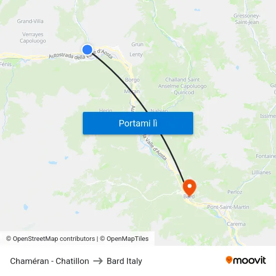 Chaméran - Chatillon to Bard Italy map