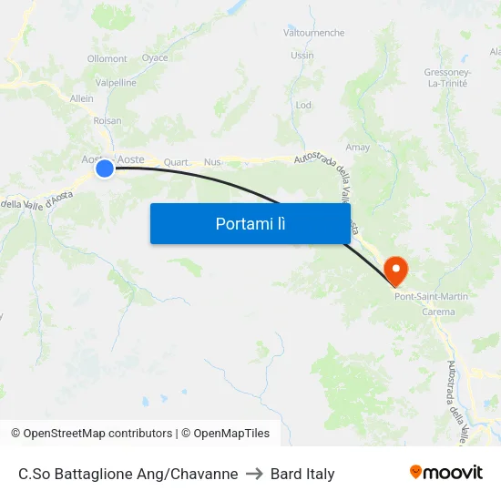 C.So Battaglione Ang/Chavanne to Bard Italy map