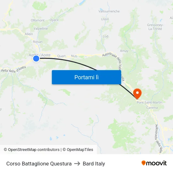 Corso Battaglione Questura to Bard Italy map