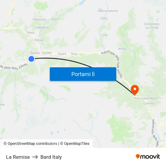 La Remise to Bard Italy map