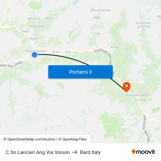 C.So Lancieri Ang Via Voison to Bard Italy map