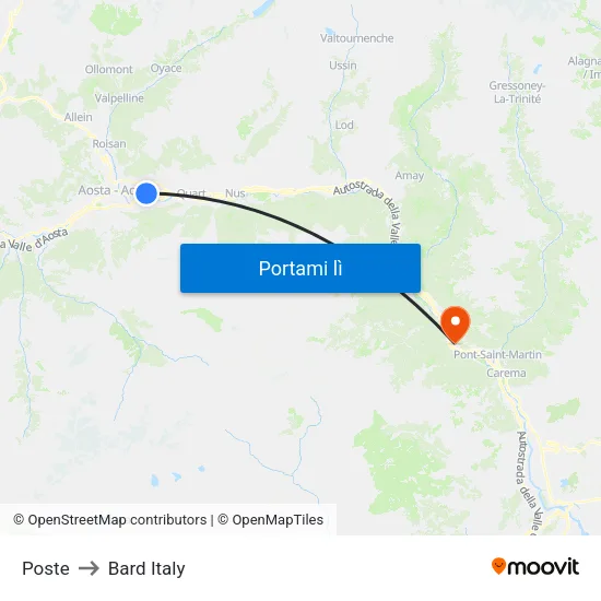 Poste to Bard Italy map