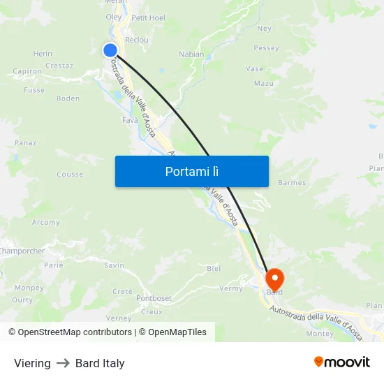 Viering to Bard Italy map