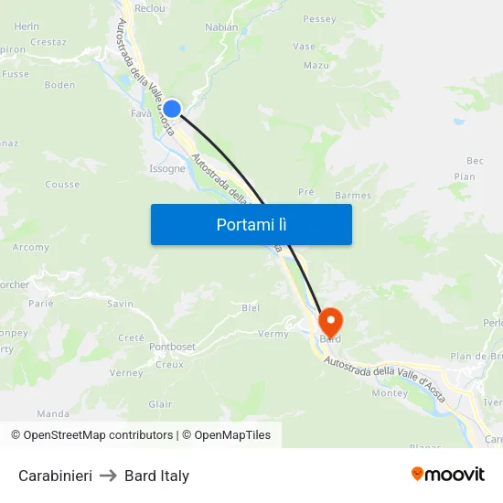 Carabinieri to Bard Italy map