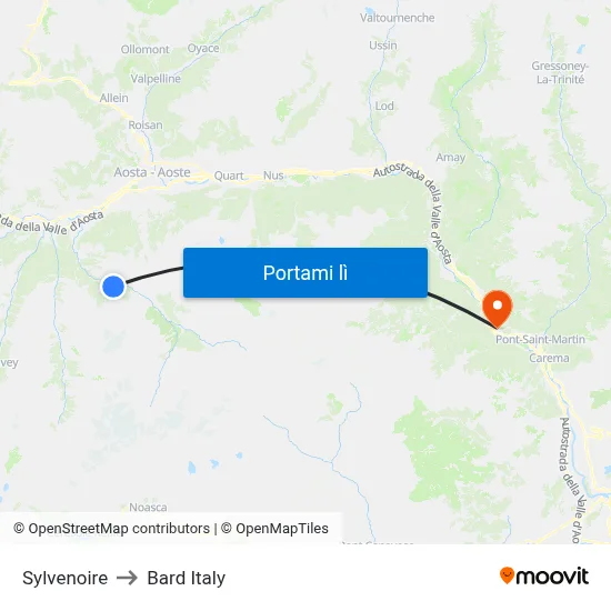 Sylvenoire to Bard Italy map