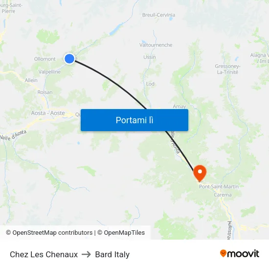 Chez Les Chenaux to Bard Italy map