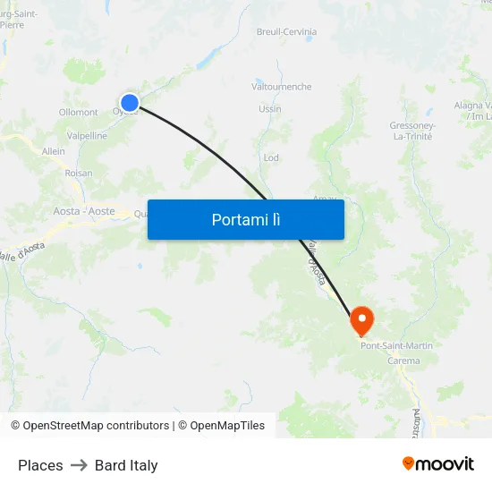 Places to Bard Italy map