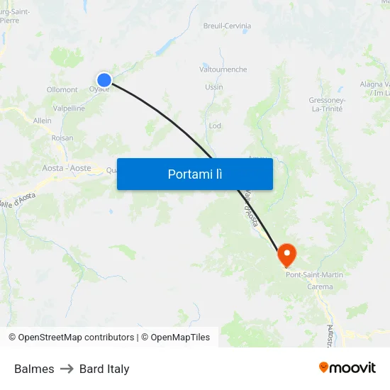 Balmes to Bard Italy map